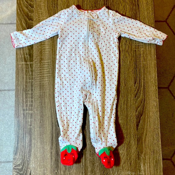 Carter's Other - 🍓Carter’s Baby Girl Strawberry Footed Pajamas, Berry on the bum too! Size 9M